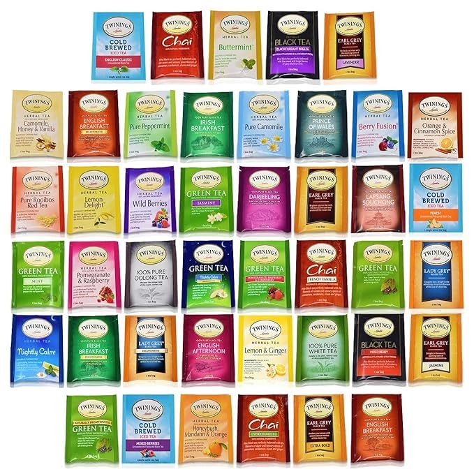 BLUE RIBBON Twinings Tea Bags Sampler Assortment Variety Pack Gift Box - 48 Count - Perfect Varie... | Amazon (US)