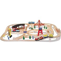 Melissa & Doug Wooden Railway Set, 130 Pieces | Amazon (US)