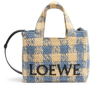 LOEWE Font Gingham small raffia tote bag - LOEWE | 24S (APAC/EU)