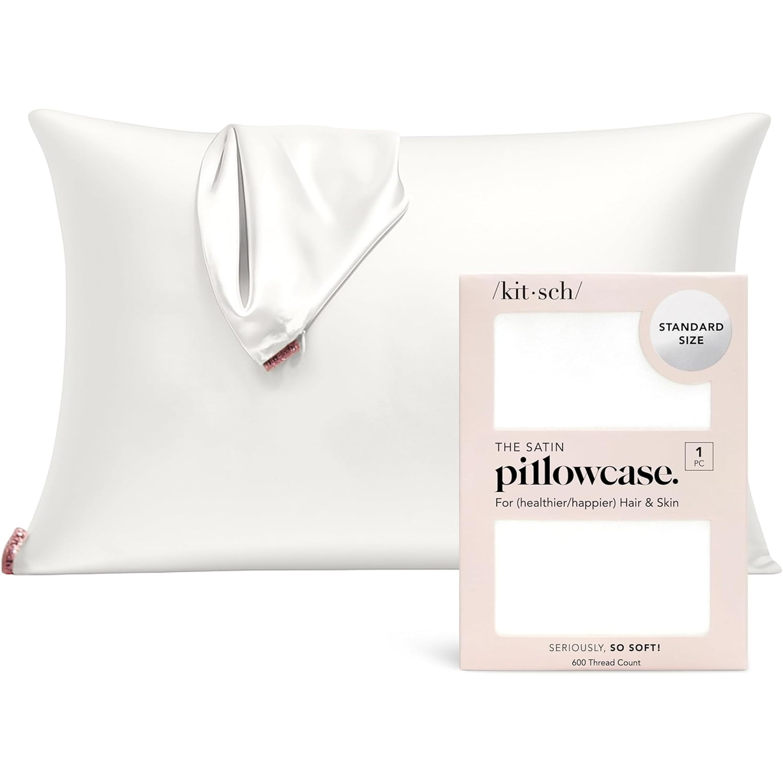 Kitsch Satin Pillowcase with Zipper for Hair & Skin - Softer Than Silk Pillow Cases, Smooth Cooli... | Amazon (US)