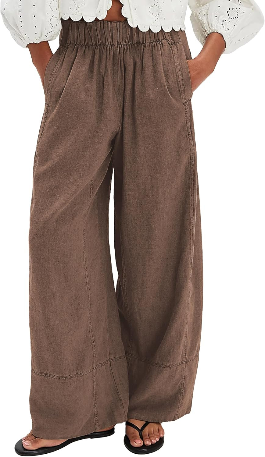 Linen Pants for Women Wide Leg Long Lounge Trousers | Amazon (US)