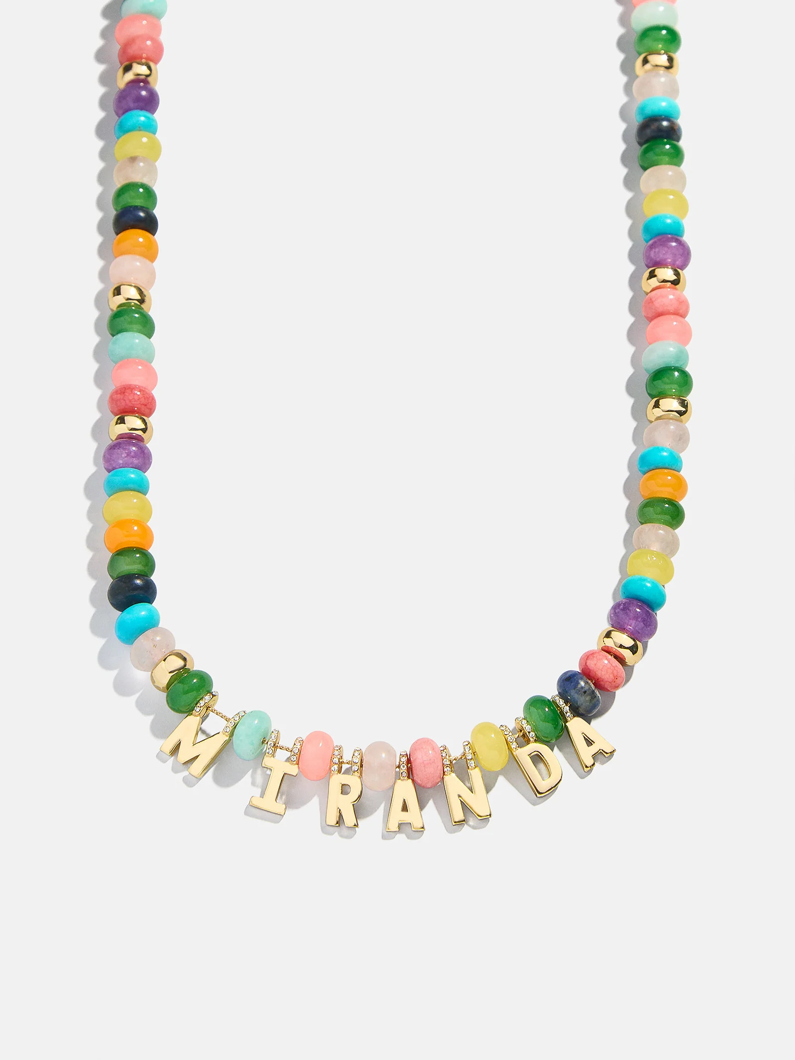 Custom Semi-Precious Nameplate Necklace - Gold/Multi | BaubleBar (US)