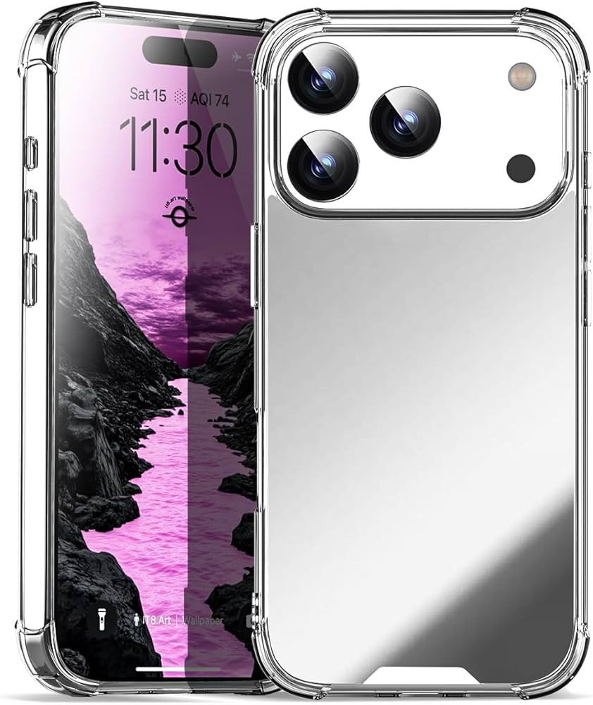 AICase Mirror Case Compatible with iPhone 17 Pro Max for Girls Women Makeup, Cute Glossy Hard Mir... | Amazon (US)