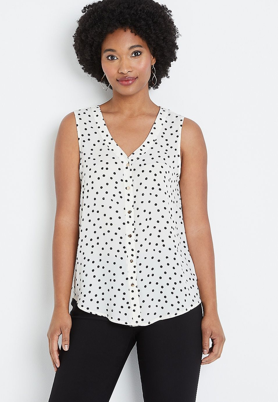 Madison White Polka Dot Tank Top | Maurices