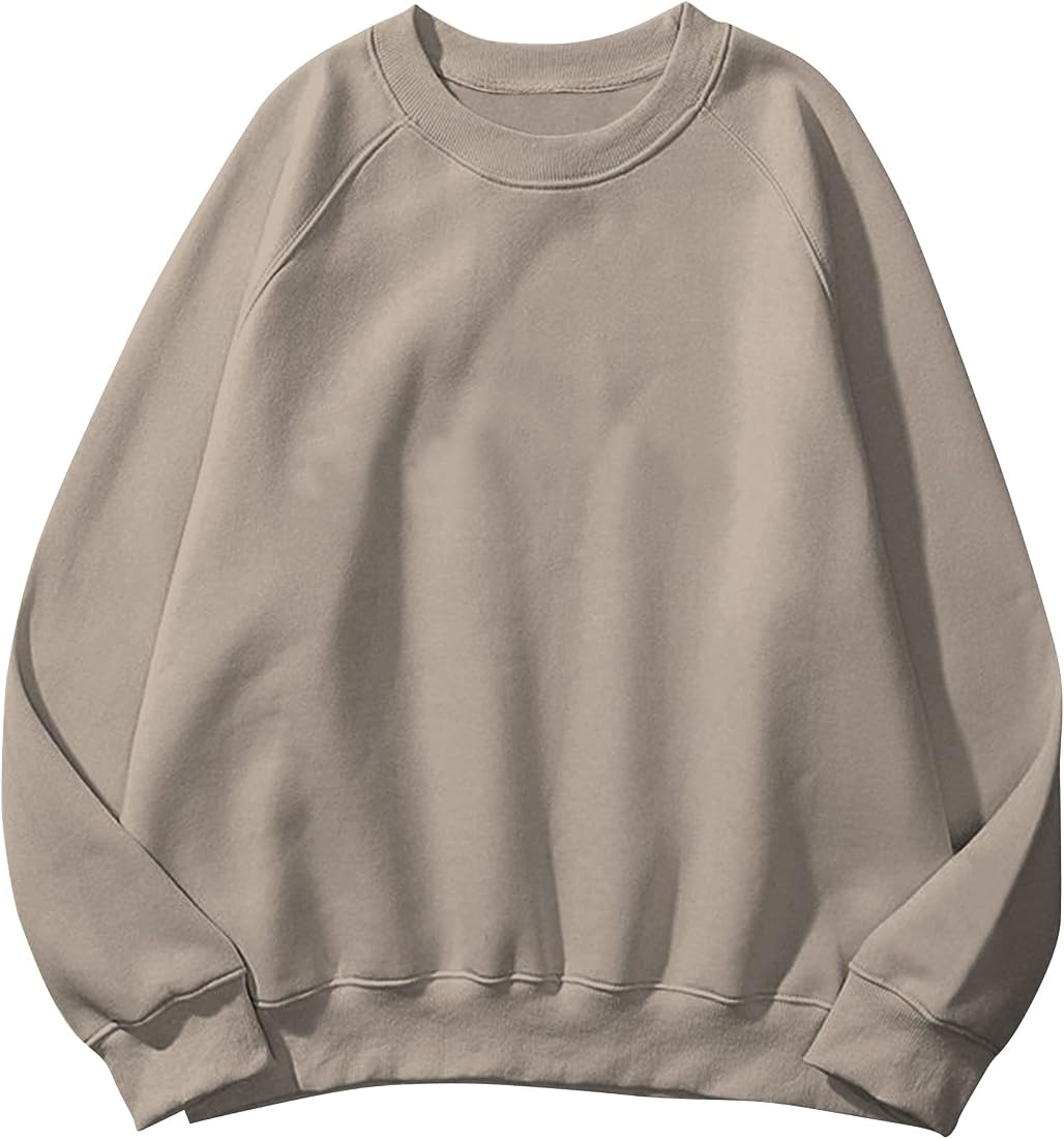 Lauweion Women Letter Print Graphic Fleece Oversized Sweatshirt Crewneck Long Sleeve Pullover Jum... | Amazon (US)