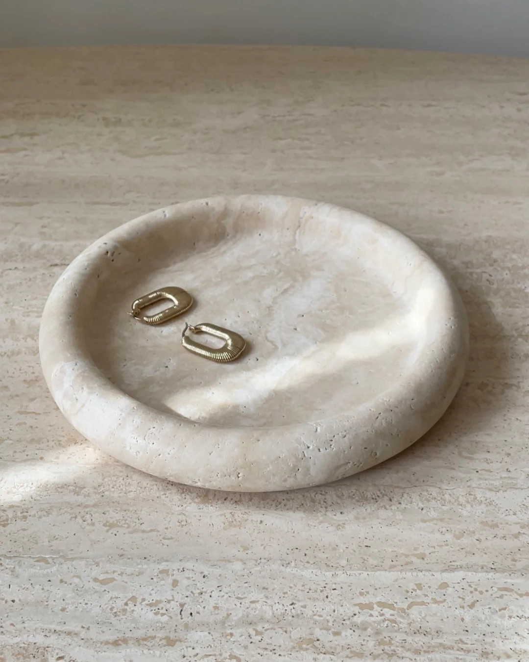 Travertine Round Catchall Tray - Etsy | Etsy (US)