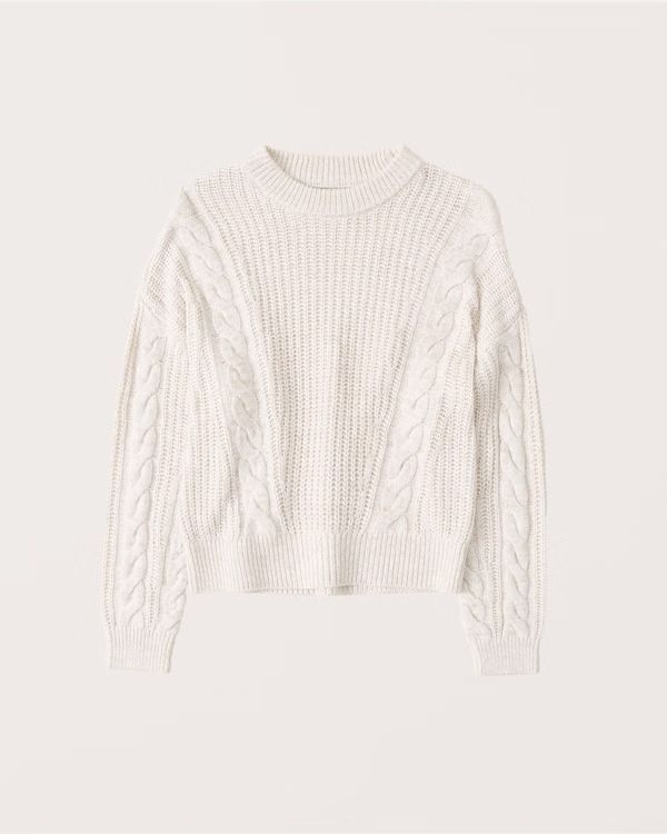 Women's Cable Knit Crew Sweater | Women's New Arrivals | Abercrombie.com | Abercrombie & Fitch (US)