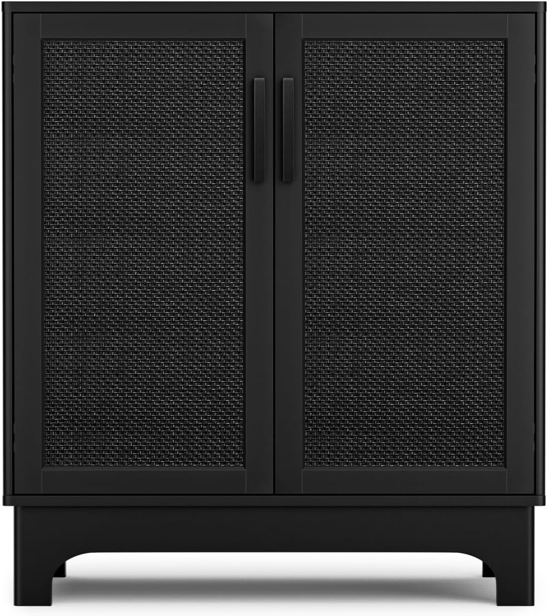 Anmytek Black Rattan Cabinet, Natural Rattan Storage Cabinet with 2 Doors Adjustable Shelf Large ... | Amazon (US)