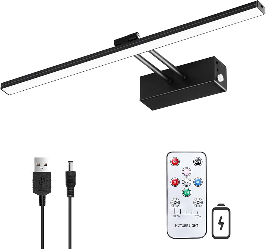 5200mAh Picture Light, Rechargeable Battery Operated Picture Lights for Wall, Dimmable Metal Art ... | Amazon (US)