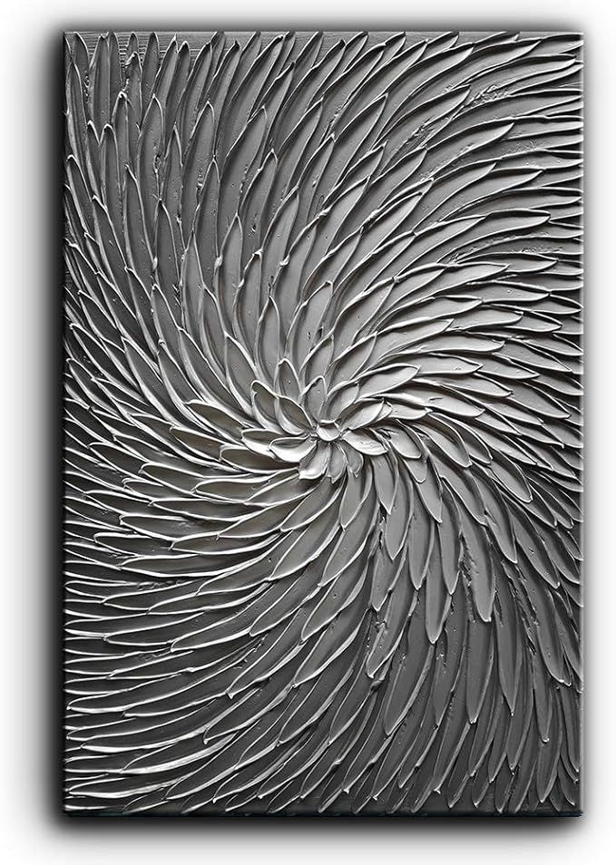 YaSheng Art - 3D Abstract Art Oil Paintings on Canvas Texture Silver Gray Color Abstract Artwork ... | Amazon (US)