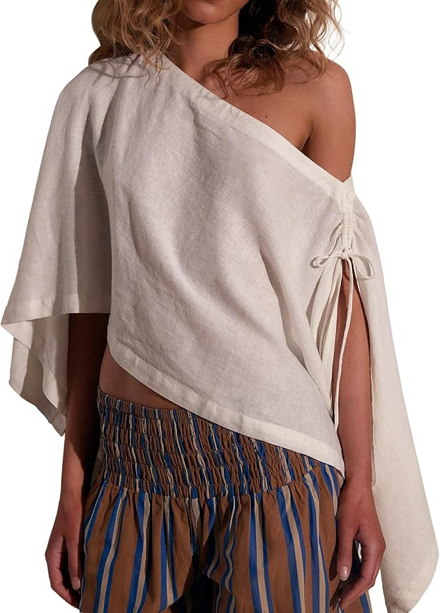 Womens Ruched Drawstring Cape Tops Summer Beach Loose Split Sleeve Coverup Casual Vacation Versat... | Amazon (US)