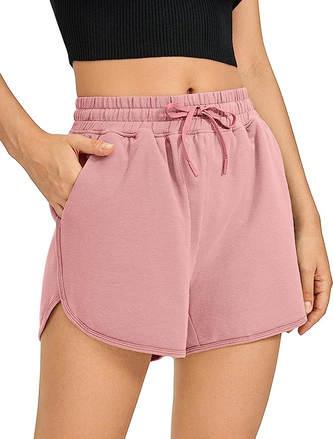 CRZ YOGA Women's Casual Sweat Shorts Athletic Summer Comfy Cotton Lounge Shorts Running Gym Jerse... | Amazon (US)