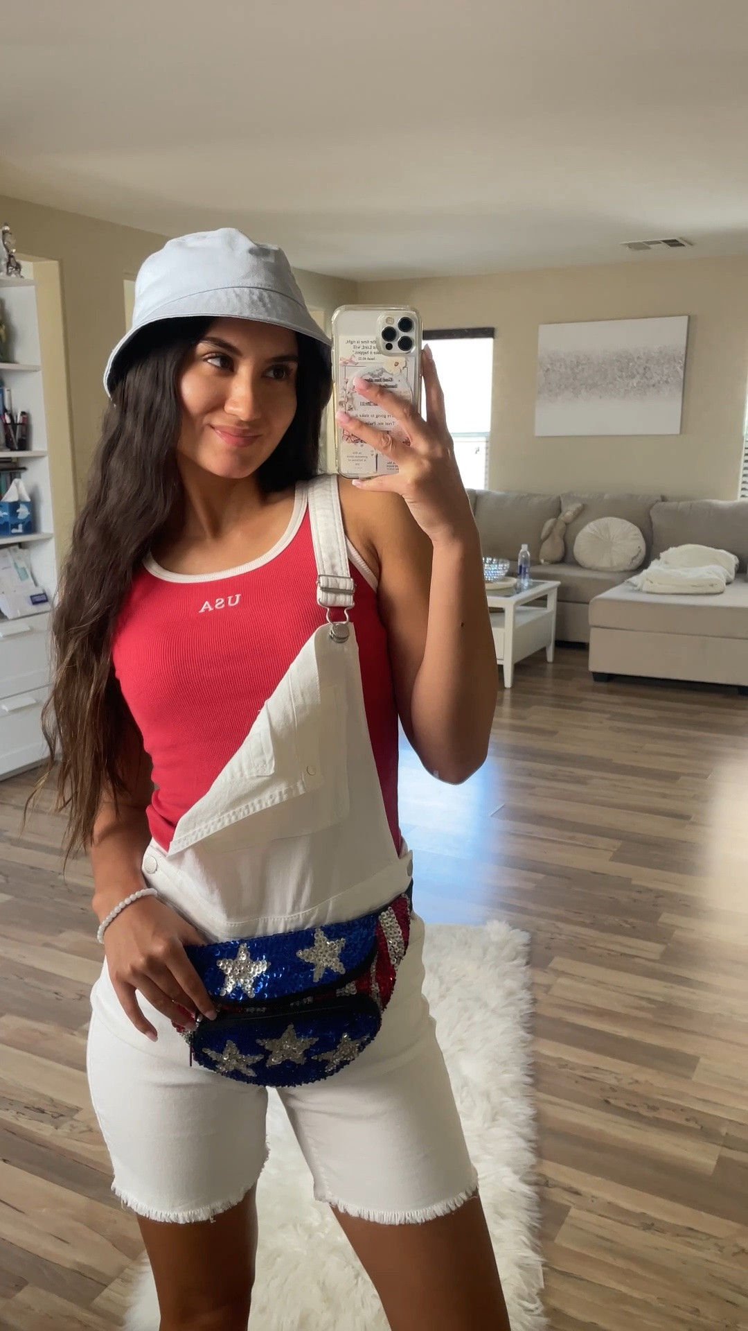 4th of July outfit🇺🇸 $5 top!!! 
bucket hat/overalls: (old) From H&M
fanny pack: got at garage sale



july 4th outfit, summer outfit, summer style, 4th of july outfit, overalls, summer fashion, americana outfit, americana style

#LTKootd #LTKU #LTKdayinmylife