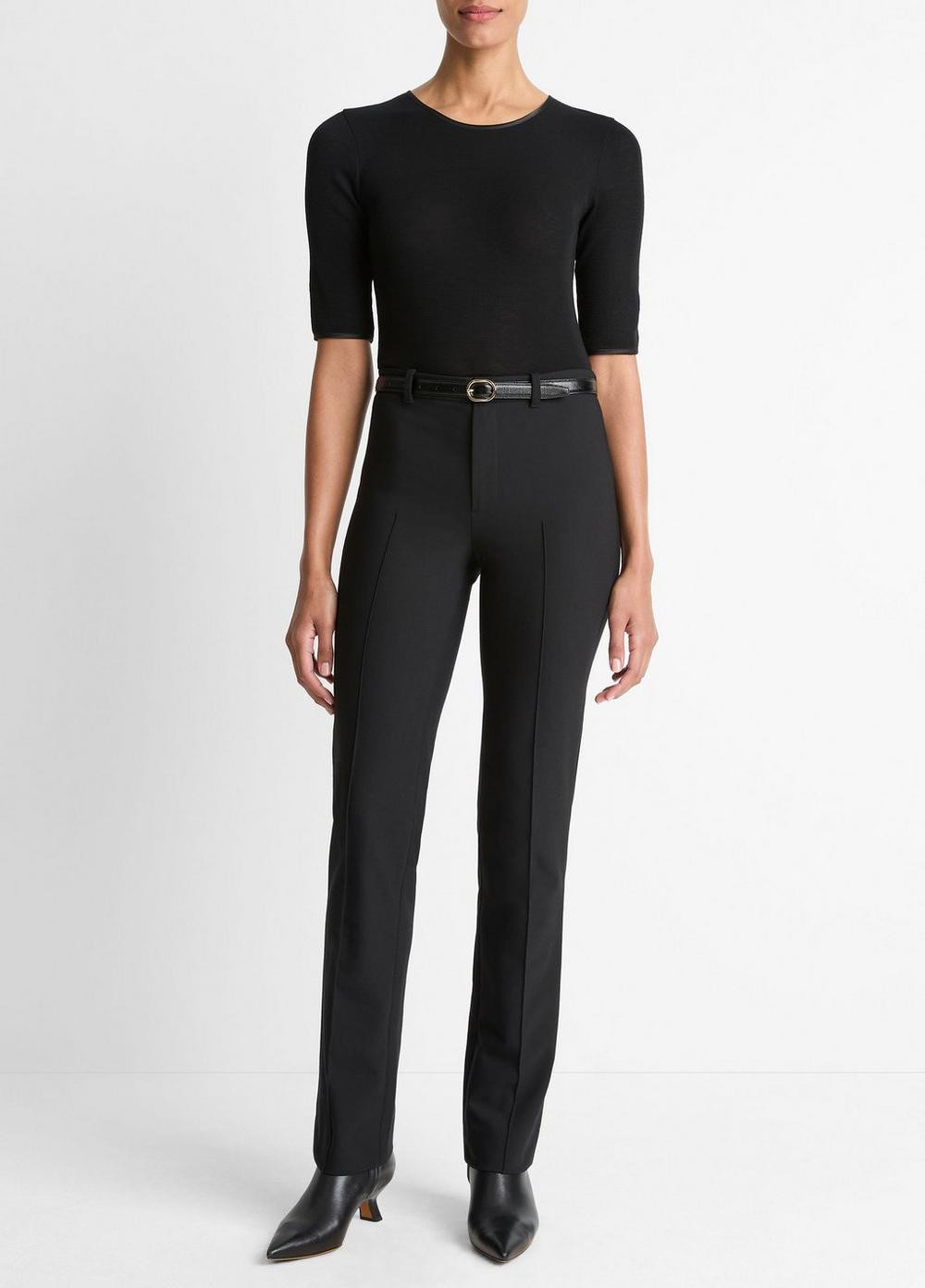 Women's Cotton-Blend Slim Cigarette Pant, Black, Size 12 Vince | Vince LLC