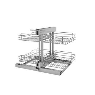 21 in. H x 32.25 in. W x 20.25 in. D Blind Corner Cabinet Pull-Out Chrome 2-Tier Wire Basket Orga... | The Home Depot