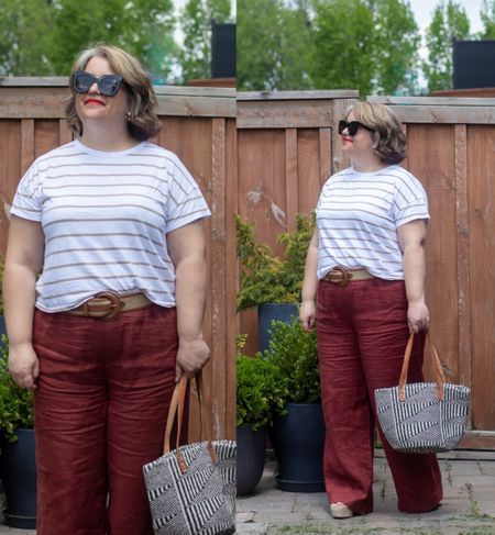 Warmer weather means my linen pants are on high rotation. I am loving this rusty colour as a change from the usual black or khaki colours. 

#LTKsummer #LTKmidsize #LTKcurves