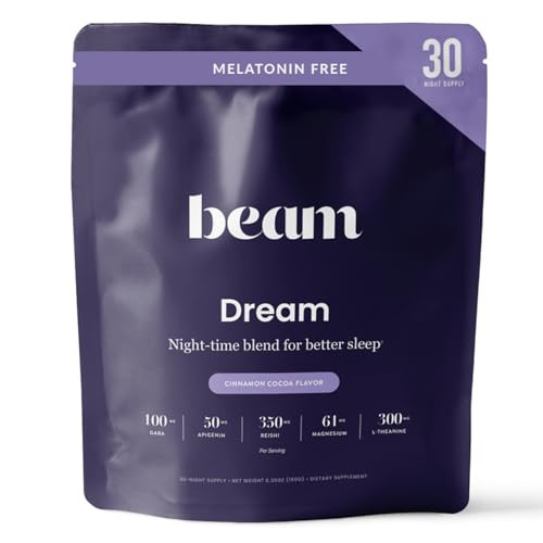 Beam Dream Sleep Powder, Sleep Supplement, Sleep Aids for Adults, Melatonin Free, Contains Magnesium, L Theanine, Apigenin, Natural Sleep Aid, Vegan, Non GMO, Dairy Free, 3rd Party Tested, 30 Servings | Amazon (US)