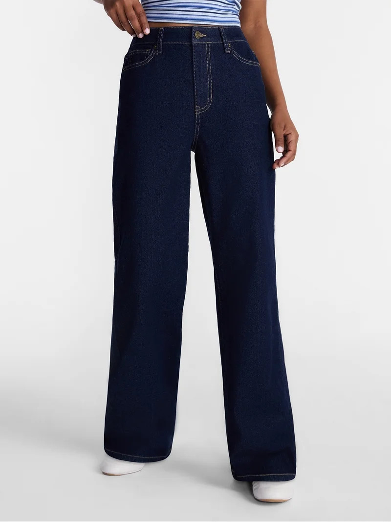 No Boundaries High Rise Baggy Wide Leg Jeans, 30'' Inseam, Women's and Women's Plus, Sizes XXS-4X | Walmart (US)