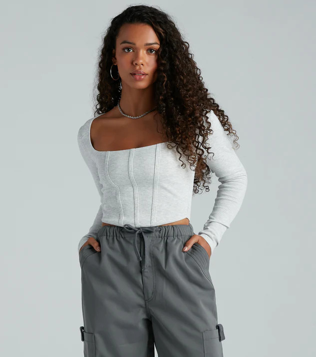Keep It Tight Rib Knit Corset Crop Top | Windsor Stores