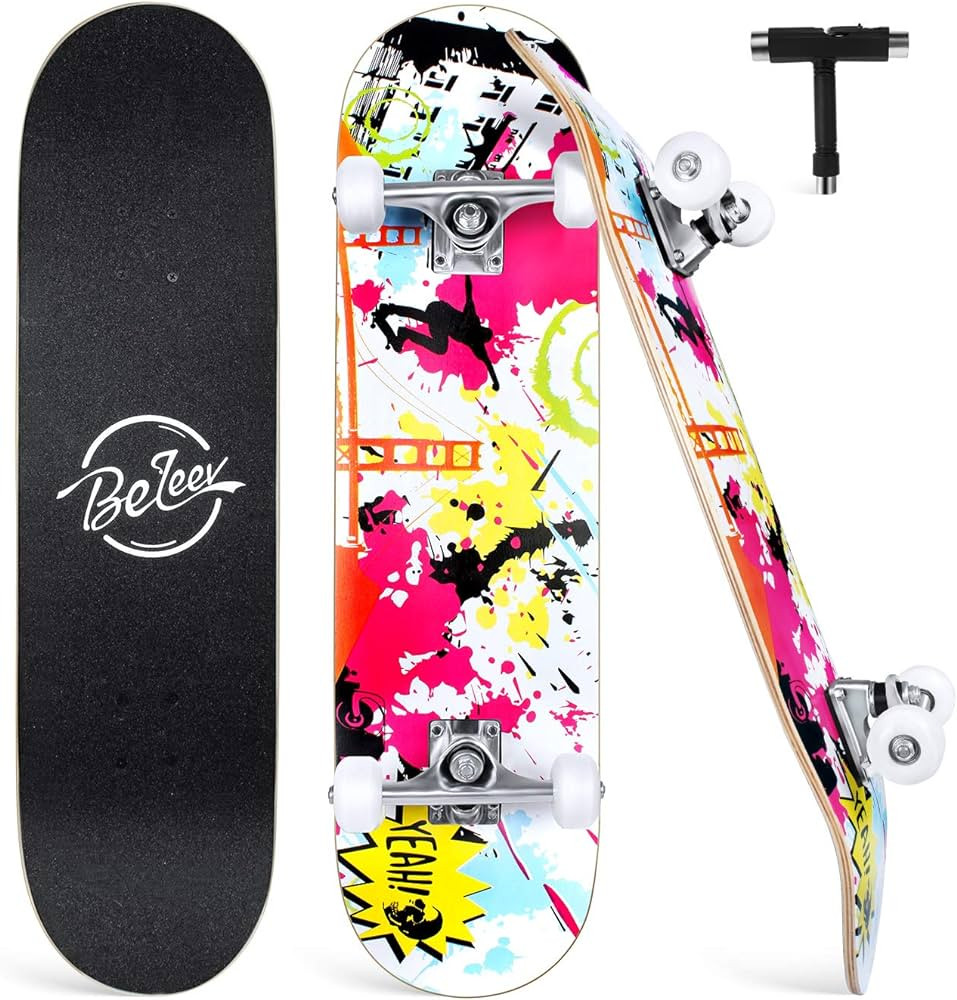BELEEV Skateboards for Beginners, 31 x 8 inch Complete Skateboard for Kids Teens Adults, 7 Layer ... | Amazon (US)