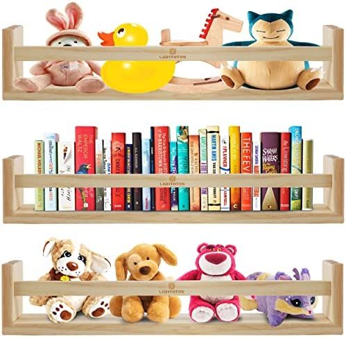 LIGHTOTOS 3 Pack Nursery Book Shelves 17 Inch Shelf Organizer, Floating Wall Bookshelf for Home D... | Amazon (US)