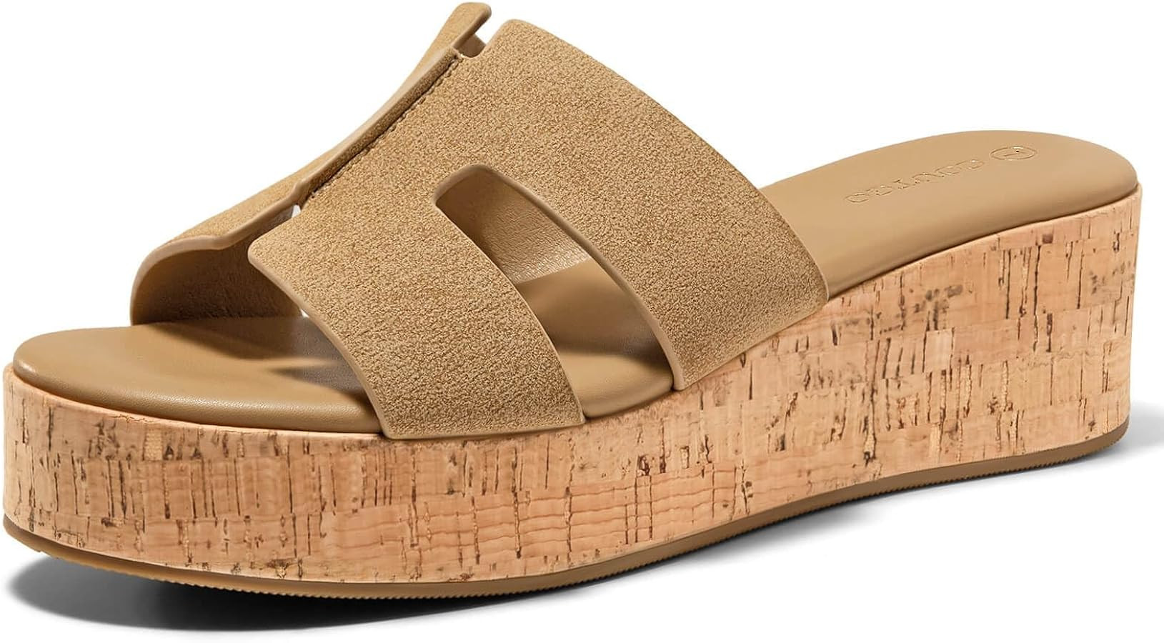 Coutgo Women's Platform Wedge Sandals Open Toe Slip On Slides Cork Heeled Cutout Comfortable Summ... | Amazon (US)