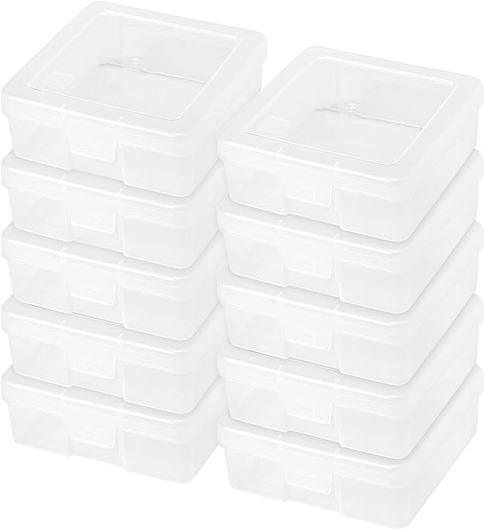 IRIS USA Small Plastic Clear Hobby Modular Craft Supply Art Satchel Storage Box Organizer with Sn... | Amazon (US)