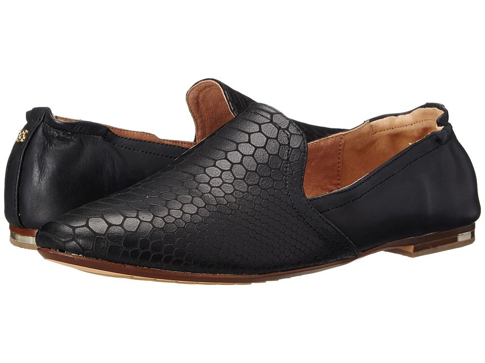 Yosi Samra - Preslie 3D Croco Leather Silpper (Black) Women's Slippers | Zappos