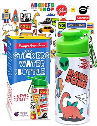 Purple Ladybug Decorate Your Own Kids Water Bottle for Boys Craft Kit with Tons of Fun On-Trend Stic | Amazon (US)