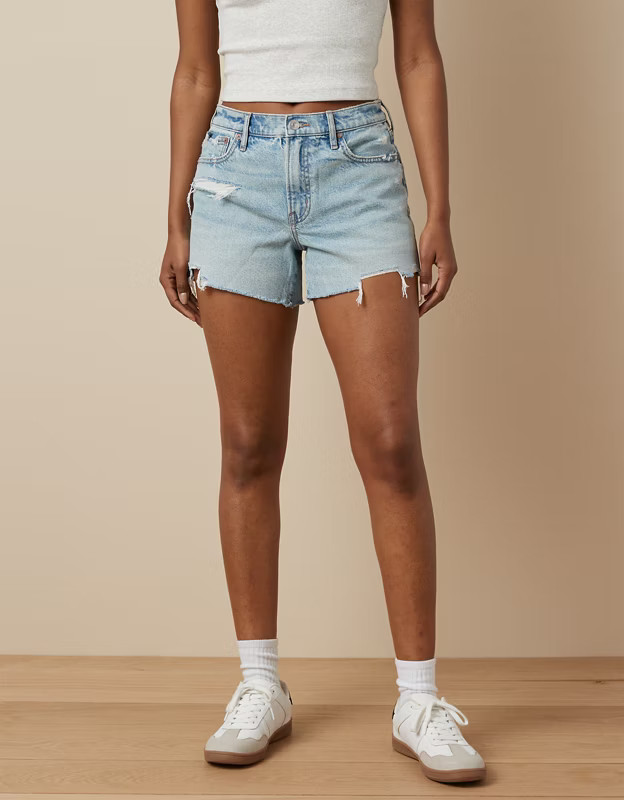 AE Strigid 4" Perfect Ripped Denim Short | American Eagle Outfitters (US & CA)
