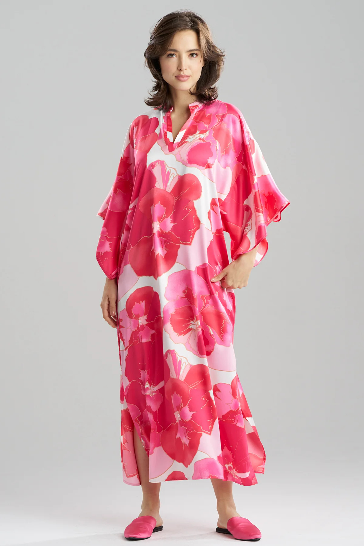Floria Printed Satin Mandarin Caftan | Natori