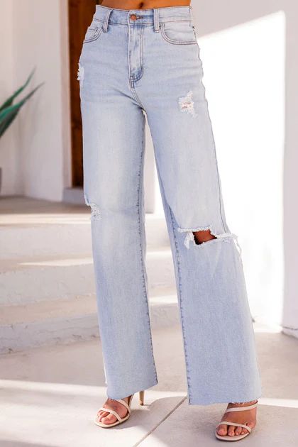 Johanna Straight Cut Distressed Denim Jeans | Shop Priceless