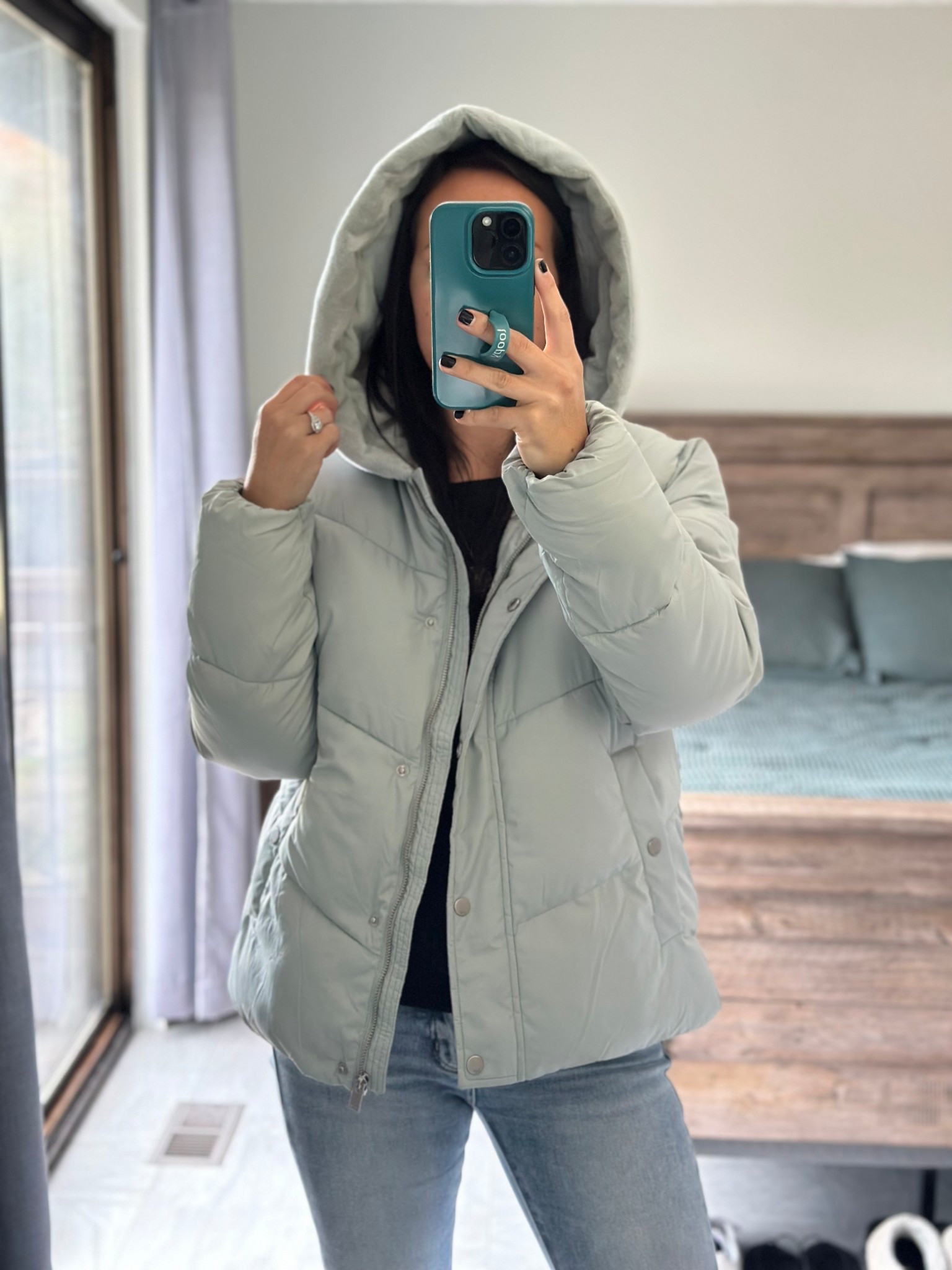 COSTCO! Right now… only $20! 
The cutest comfiest winter jacket! Not to mention the color is 🤩🤩🤩