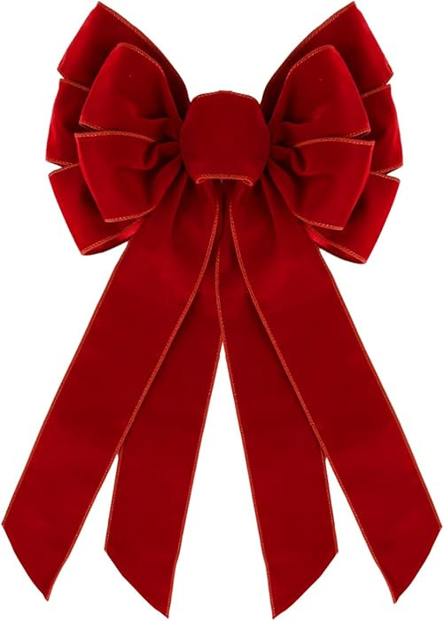 Large Red Velvet Christmas Wreath Bow, Xmas Premade Vintage Velvet Bow for Wreaths for Indoor Out... | Amazon (US)