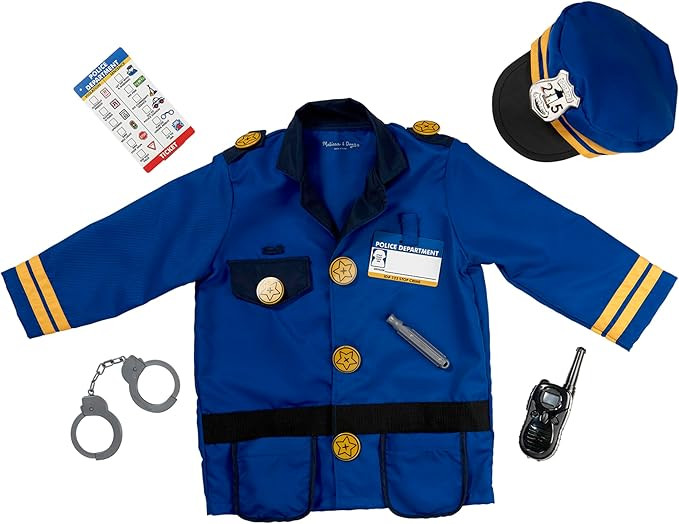 Melissa & Doug Police Officer Costume Dress-Up Set for Kids (8-Piece) – Pretend Play Uniform wi... | Amazon (US)