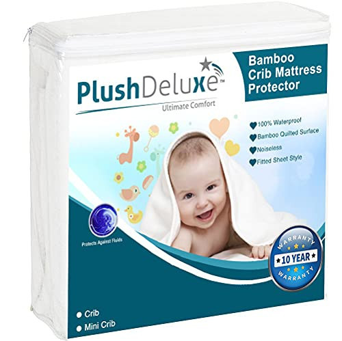Crib Mattress Protector Waterproof – Bamboo Quilted Ultra Soft White Terry Fitted Sheet Style (... | Amazon (US)