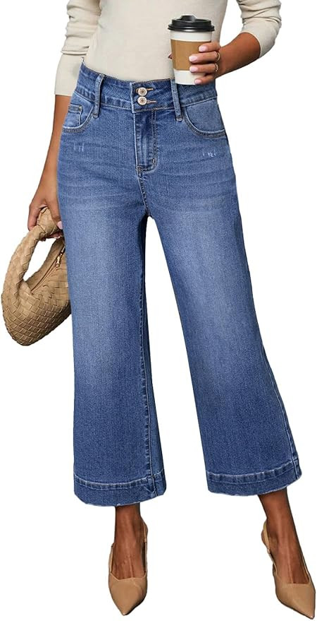 Dokotoo Womens Summer Jeans High Waisted Wide Leg Baggy Jeans for Women Stretch Denim Pants | Amazon (US)