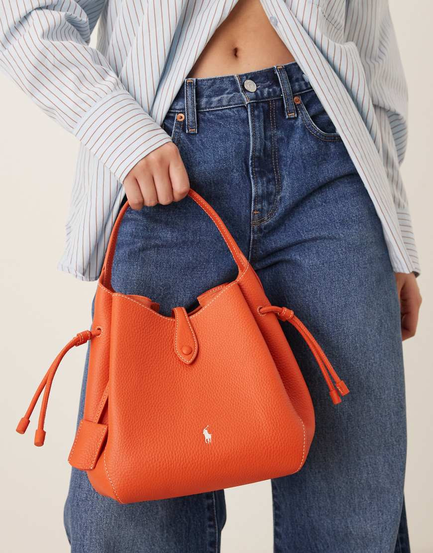Polo Ralph Lauren 100% leather crossbody bag in orange | ASOS (Global)