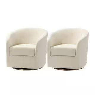 JAYDEN CREATION Estefan Ivory Comfy Velvet Swivel Chair with Metal Base (Set of 2) CHM0240-IVORY-... | The Home Depot