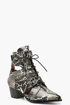 Snake Cutwork Western Boots | Boohoo.com (US & CA)