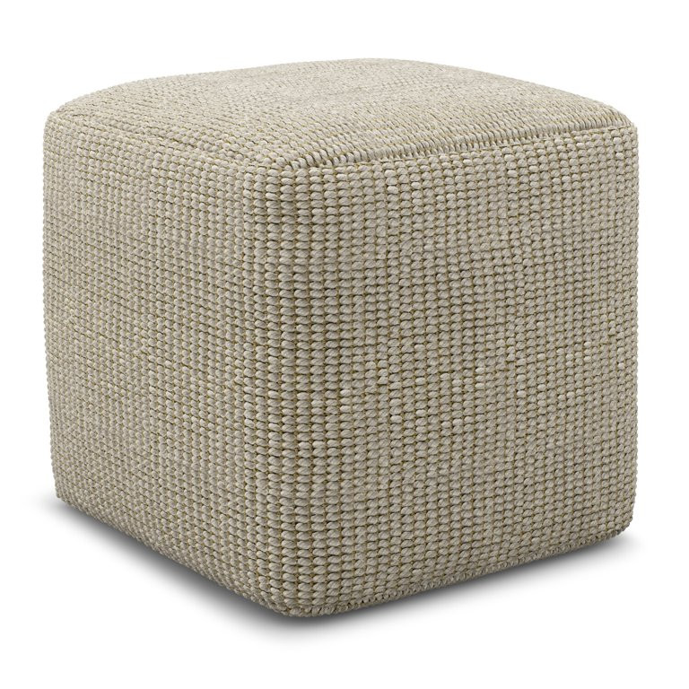 Simpli Home Zelma Square Woven Pouf in Cream | Walmart (US)