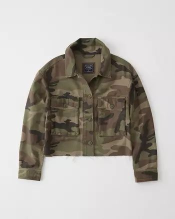 Oversized Cropped Twill Jacket | Abercrombie & Fitch US & UK
