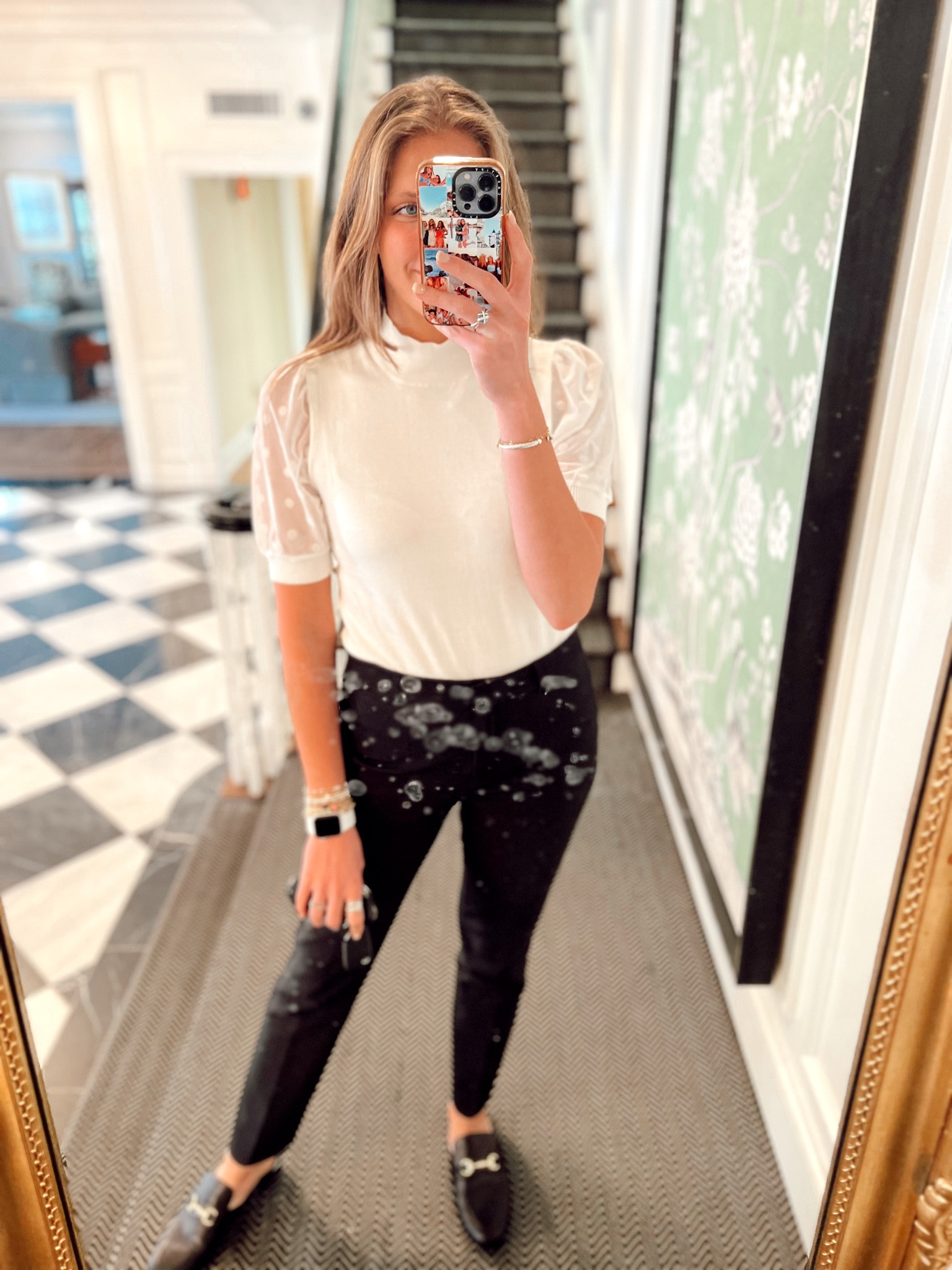 The perfect transition winter to spring work outfit

White top, puff sleeve, polka dots, black pants, dress pants, Nuuly, White House Black Market, slacks, mules, black mules, loafers, Steve Madden

#LTKshoecrush #LTKstyletip #LTKworkwear