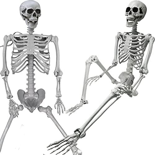 5.4ft/165cm Halloween Skeleton, Posable Life Size Human Skeletons, Full Body Realistic Bones with... | Amazon (US)