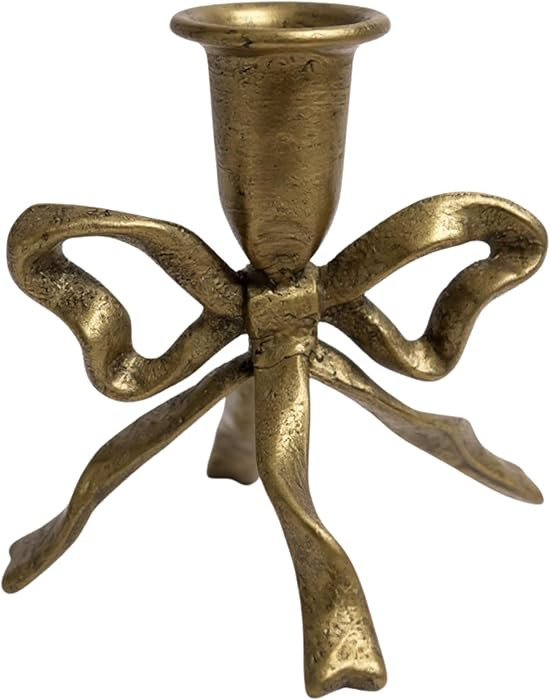 Bow Candle Holder, Bow Metal Taper Candle Holder 5" H x 4.81 W, Gold, Black, Decorative Candle Ho... | Amazon (US)