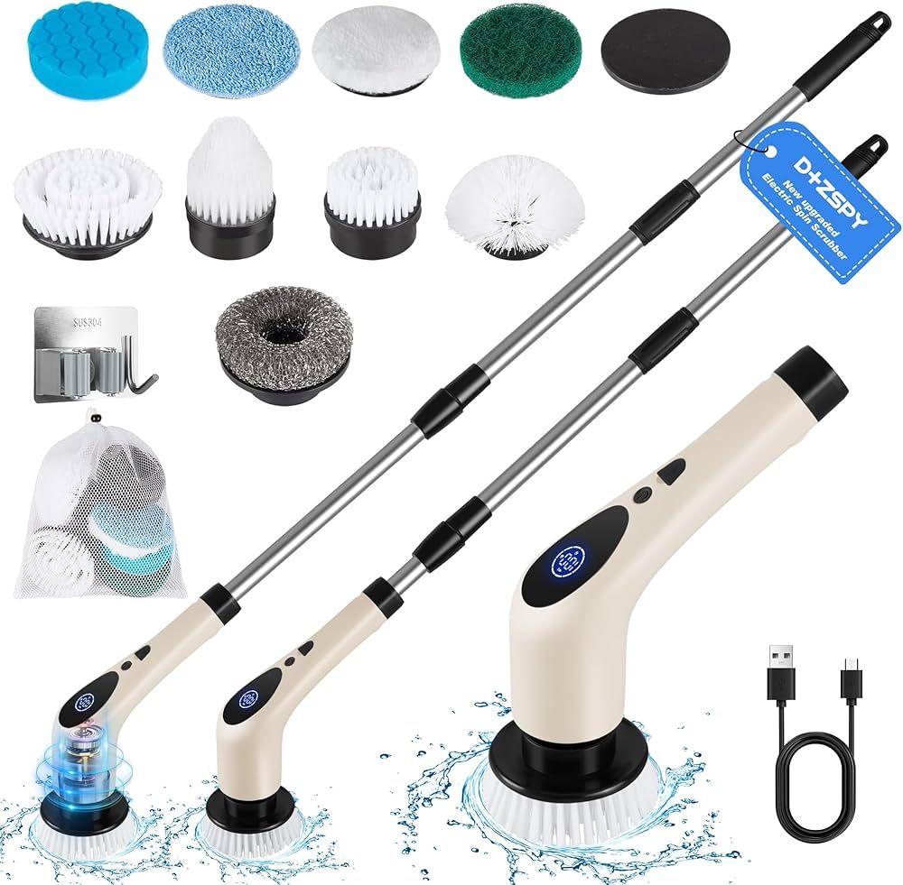 2023 New Electric Spin Scrubber, Cordless Voice Prompt Power Scrubber with 9 Replaceable Brush He... | Amazon (US)