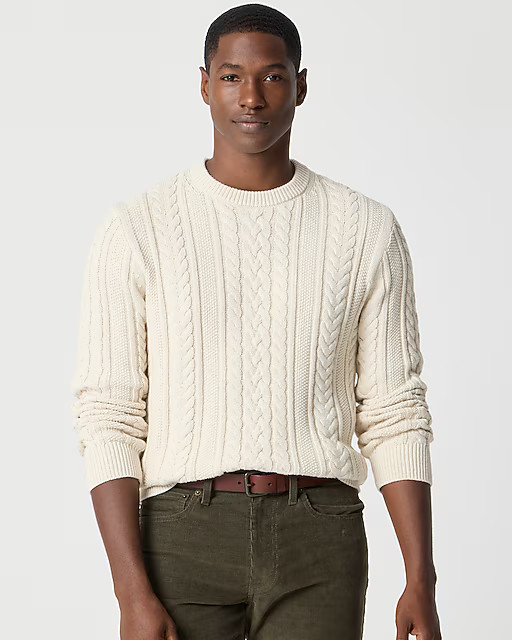 Fisherman cable crewneck sweater | J.Crew Factory