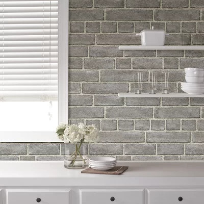 Brick Facade 18' L x 20.5" W Peel and Stick Wallpaper Roll | Wayfair North America