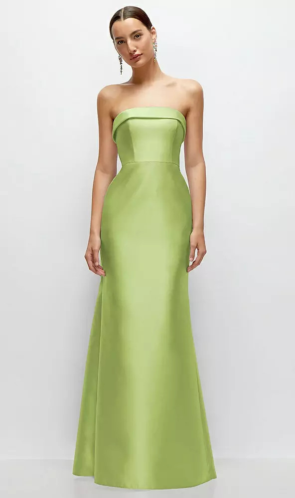 Strapless Cuff Neckline Satin Trumpet Gown in Mojito | Dessy Group