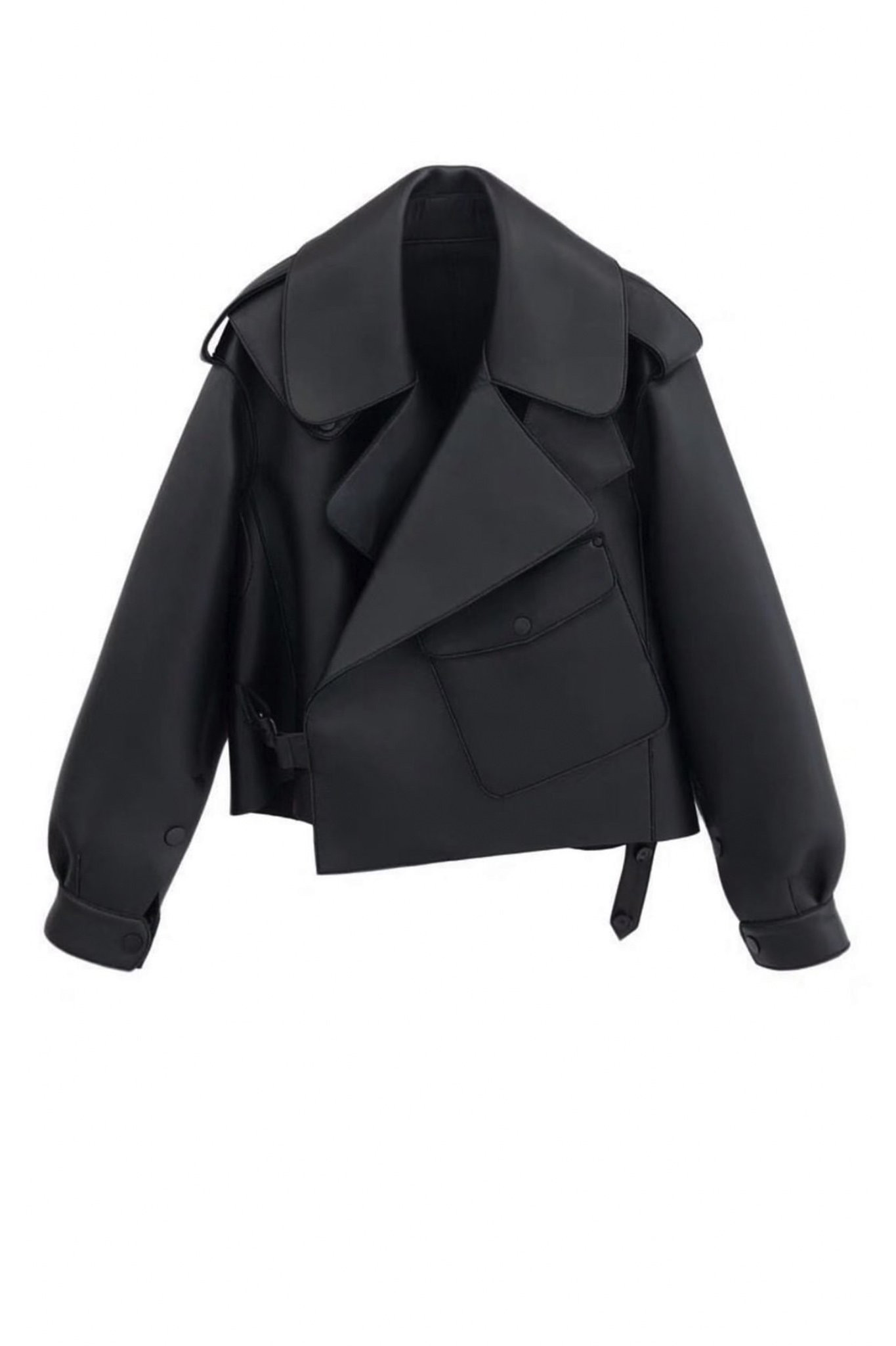 Black Oversized Leather Jacket | DE SAVARY LONDON